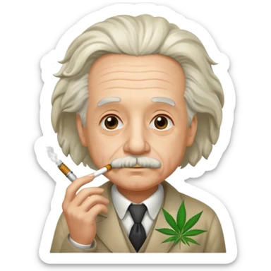 Albert einstein smoking weed add canabis leaf sticker