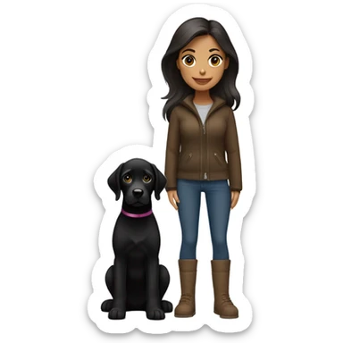 spanish brunette straight hair and slim body with Uggs and a pup black labrador sticker