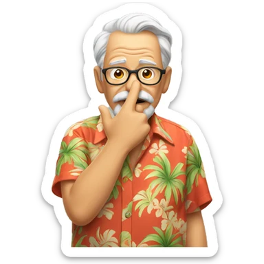 old man in hawaiian shirt blowing a kiss sticker