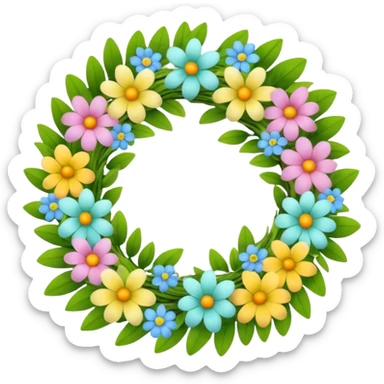 flower easter wreath, made exactly in a shape of an egg sticker