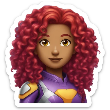 starfire dc red curly hair purple spacesuit  sticker