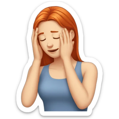 Red-haired girl makes facepalm sticker