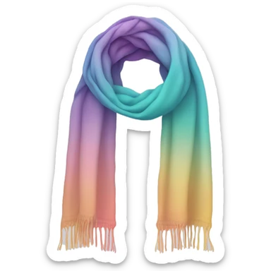 Realistic pastel ombre winter scarf isolated. sticker