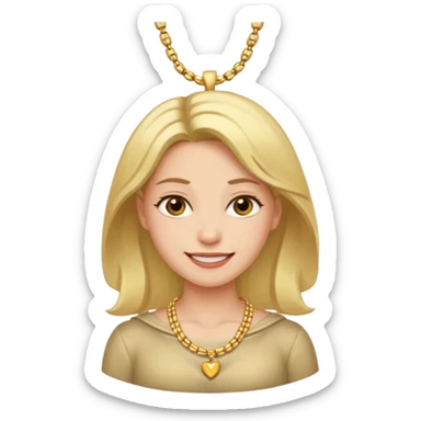 Female with Gold Necklace, fair skin, different expressions. sticker