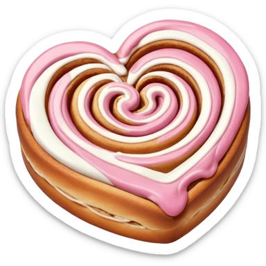 a pink heart shaped cinnamon roll sticker