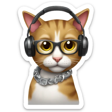dancing cat cool DJ sticker