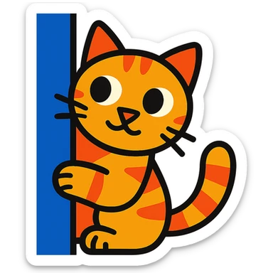 a curious cat peeking around a corner sticker