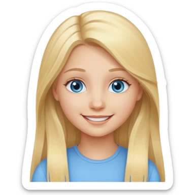 A young girl with long blonde hair and light blue eyes sticker