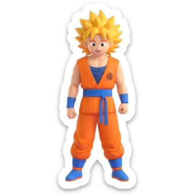 Goku, spiky hair, orange gi, smiling sticker