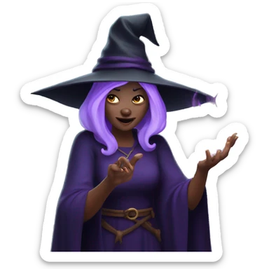 Evil witch casting spell sticker