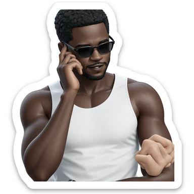 stylish dark-skinned male portrait sticker