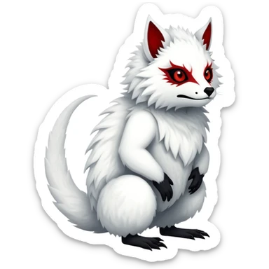 a white with black belly and red eyes exotic edgy vernid-fionbri-creature full body sticker