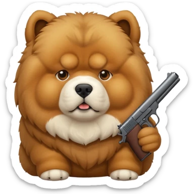 chow chow holding a gun sticker