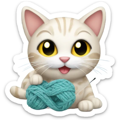 Cat that is crocheting sticker