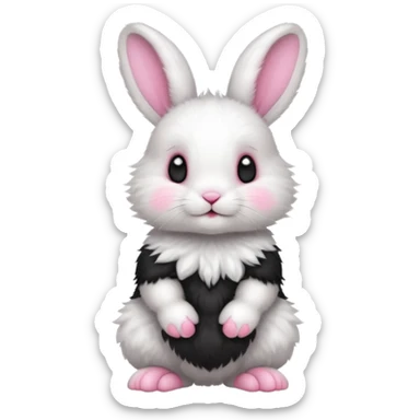 a white and black baby rabbit staying on its legs sticker