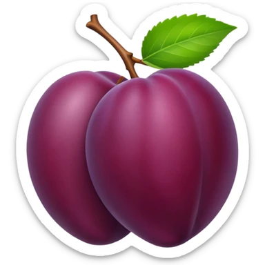 plum fruit with a green leaf, no text sticker