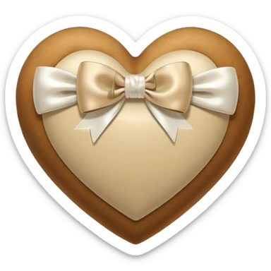 beige heart with white bow sticker