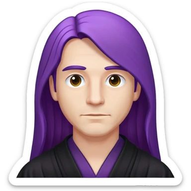 Purple long straight hair white man with black robe  sticker