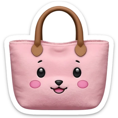 Aesthetic pink plush tote bag sticker