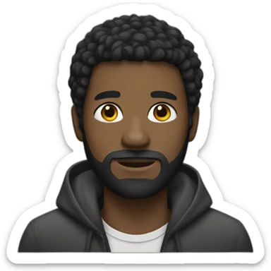 Black man with a European haircut and a beard sticker
