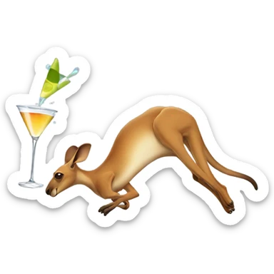 A kangaroo with a martini doing a back flip sticker