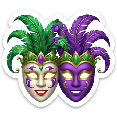 2 jesters masks for mardi gras in purple gold and green like this emoji : 🎭 sticker