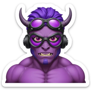 Diablo morado con gogles sticker