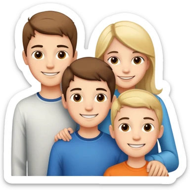 two teenage boys standing next to a 10-year-old girl, siblings sticker