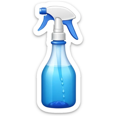 Spray bottle with blue liquid sticker