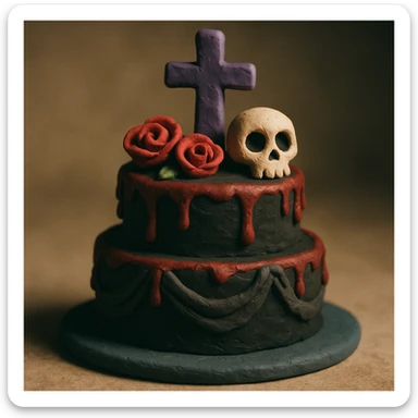 gothic cake, claymation style sticker