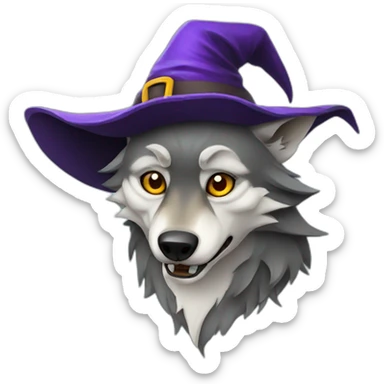 Scary wolf with witch hat sticker
