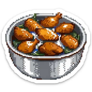 fried chicken in a silver stainless steel bowl sticker