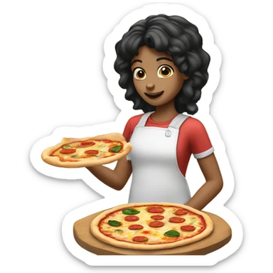 Girl with the black hair, making pizza ￼ sticker
