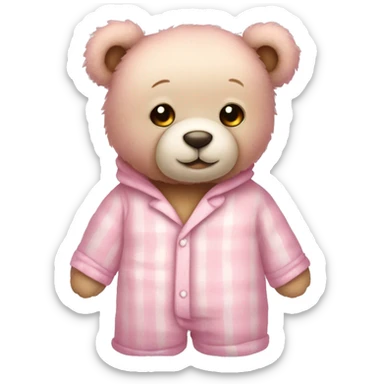pastel pink teddy bear in pajamas sticker