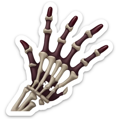 skeleton hand with long maroon nails sticker