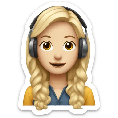 Audio technician blonde girl with an audio desk sticker