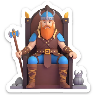 Viking warrior sitting on a throne sticker