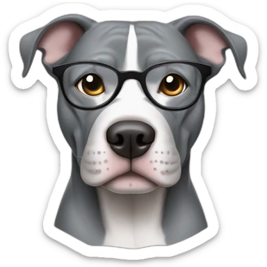 gray pitbull blue eyes wearing glasses sticker