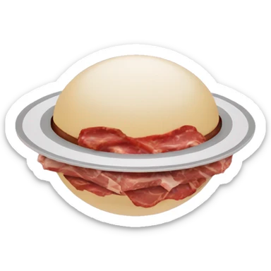 Saturn with rings made of meat sticker