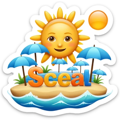 Scritta estate tutta colorata e in lettering con sole mare .. sticker