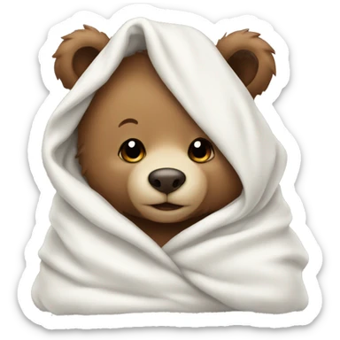 baby bear wearing a white blanket sticker