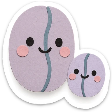 kawaii coffee bean character family, big bean and small bean together, soft pastel colors, full body sticker