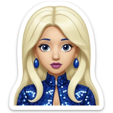Cardi B with long white blonde hair, indigo sequin outfit sticker