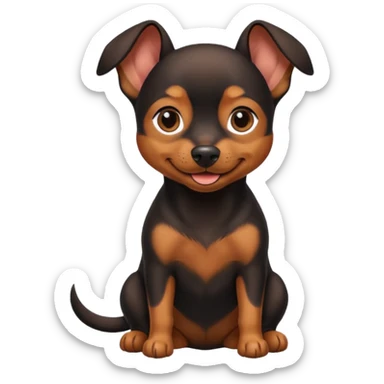a pinscher dog sitting and smiling sticker