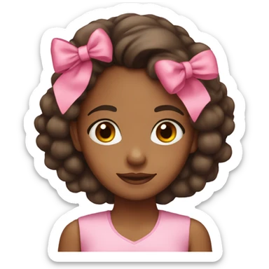 brown girl wearing a pink bow sticker