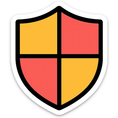 shield icon, lineal color icon with black outlines, simple and bold, modern look sticker