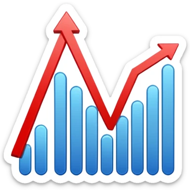 graph with line going down and the line being red sticker