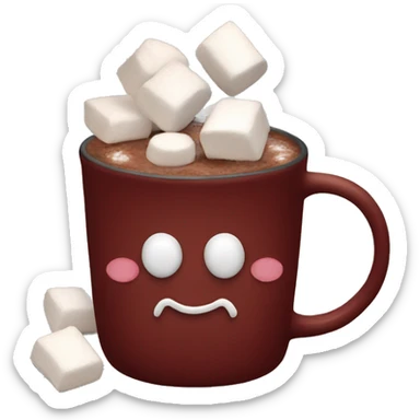 dark red mug with hot cocoa and marshmallows in it sticker