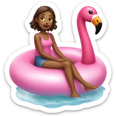 girl sitting on a flamingo float is sticker