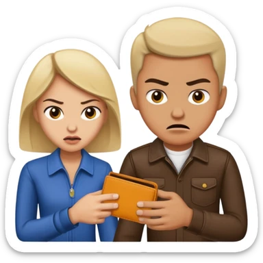 persona devolviendo billetera a otra persona una persona canela y otra persona blana, racista sticker